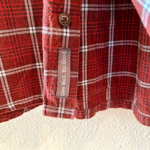 TOAD&CO Organic Cotton Wash & Wear red plaid button down shirt western men’s XL - Picture 7 of 12